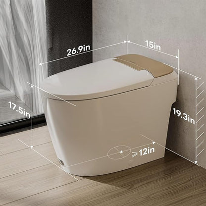 CD-W10V Non-Electric Bidet Toilet, Elongated, Glod | MAP 1000g Powerful Flush Smart Toilet, ADA comfort height, air pressure assisted,soft open/close,Foot-kick Flush,1.0 GPF