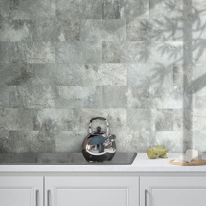 AULIGET 20-Piece Mountain Rock Peel and Stick Backsplash Wall Tiles, 6" x 12" PVC Faux Stone Stick on Tiles for Backsplash Kitchen, Bathroom, Laundry Room, Camper, Fireplace