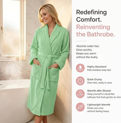 PJGGZ Women's Shawl Collar Bathrobe, Soft Long Towel Robes for Women - Super Absorbent Quick Dry yet Warm