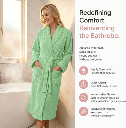 PJGGZ Women's Shawl Collar Bathrobe, Soft Long Towel Robes for Women - Super Absorbent Quick Dry yet Warm