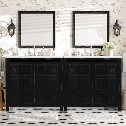 72" Bathroom Vanity Set with Double Vanities (Separate), Double Ceramic Sinks, Soft-Close Doors & Adjustable Shelf, Storage Cabinet for Stylish Bathroom Organization, Espresso