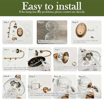 Vintage Gold Wall Sconce Set of Two Mid Century Brushed Brass with Glass Globe Shade Vanity Light Indoor G9 Bulb Wall Light for Bathroom Farmhouse Bedroom Living Room Hallway