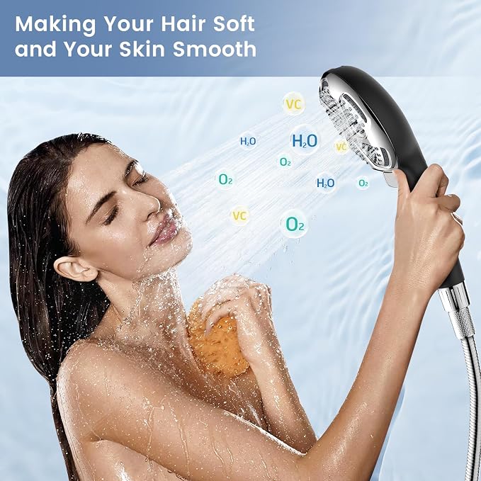 FEELSO Filtered Shower Head with Handheld, High Pressure 7-Spray Showerhead | Shower Filter Head for Hard Water, Remove Chlorine, Reduce Dry Itchy Skin, Anti-clog Nozzles, Power Wash to Clean Tub&Pet