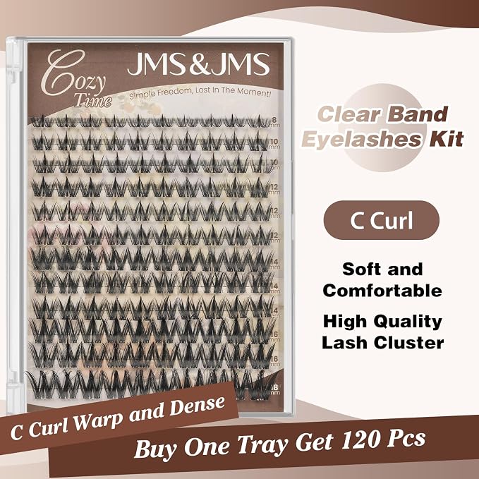 JMS&JMS Spikes Lash Clusters, Anime Eyelashes, Invisible Band Lash Clusters | C Curl 8-18Mix Natural Wispy Eyelashes Manga Cluster Eyelash Extensions for Beginner