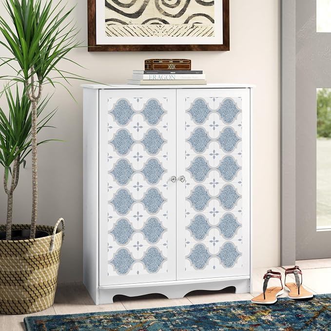 Peel & Stick Tile Stickers 12 PCS Self Adhesive Backsplash Decorative Wall Stickers for Kitchen Bathroom Tile Decals Waterproof & Removable 6" x 6" Blue Terrazzo
