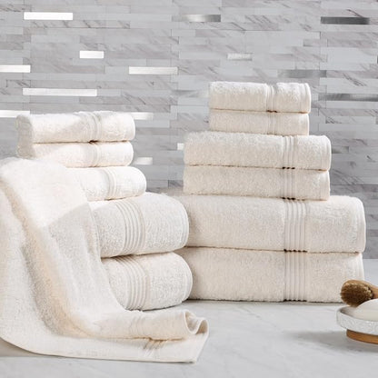 Superior Egyptian Cotton 12-Piece Towel Set, Assorted Towels for Home Bathroom, Guest Bath Decor Essentials, Includes 4 Bath, 4 Hand, 4 Face Towels/Washcloths, Quick Dry, Absorbent - Ivory