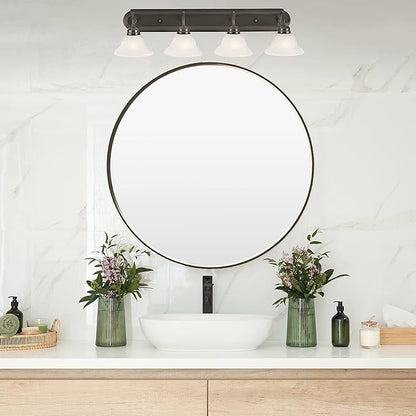 Design House 517714 Millbridge Vanity Light Dimmable with Frosted Glass for Above Bathroom Mirror, Oil Rubbed Bronze, 4-Light