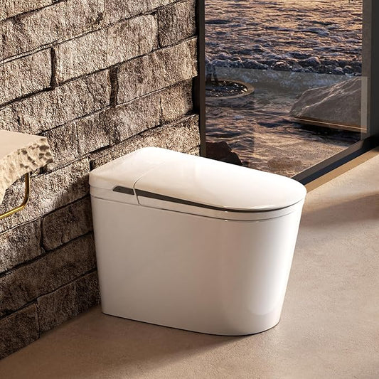 MEJE Smart Toilet with Auto Open/Close, ADA Comfort Height, Auto Flush, Blackout can Flush, Heated Seat,One Piece Elongated Bidet Toilet with Tank Built in