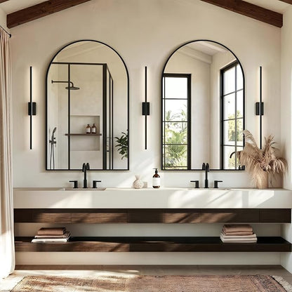 Arched Bathroom Mirror, 55"x35", Black