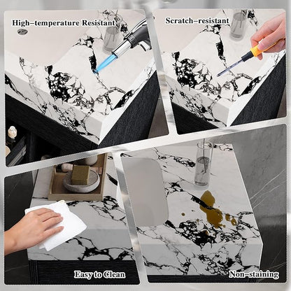 30" Bathroom Vanity with Sink Set, Modern Black Wall Mounted Bathroom Vanity Cabinet with Sintered Stone Top&Gold Handle 2 Drawers&2 Open Storage, Single Sink Floating Bathroom Vanity
