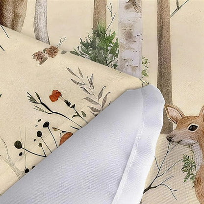 JAWO Rustic Forest Shower Curtain for Bathroom, Country Hunting Bear Deer Wild Animals Farmhouse Lodge Curtain, Cabin Nature Bathroom Set with Hooks, 70X70 Inch, Yellow