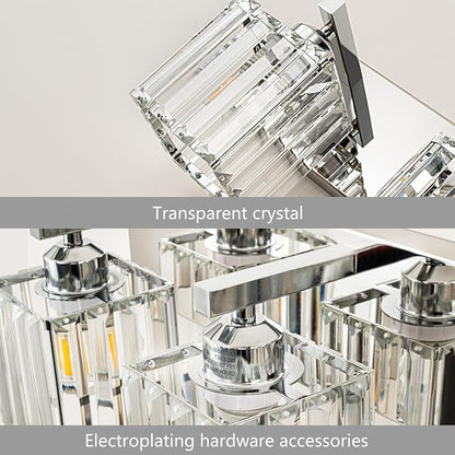 Modern Vanity Light 5-Lights Chrome Crystal Bathroom Wall Light Fixtures