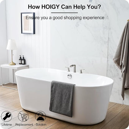 3 Hole Roman Tub Faucet Waterfall Brass Brushed Nickel Bathtub Faucet Set, High Flow 6-16 Inch Deck Mount Faucet for Bathtub, 2 Handle Bath Tub Faucets with Supply Water Hoses for Classic