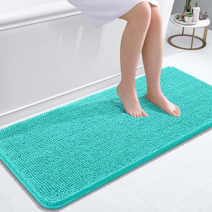 OLANLY Bathroom Runner Rugs 47x20, Extra Soft Absorbent Chenille Bath Rugs | Teal, Quick-Drying Rubber Backing, Machine Washable Long Bath Mat for Bathroom Floor, Tub and Shower, Home Decor Accessories