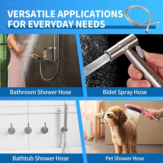 Extra Long Replacement Shower Hose Extension Handheld Shower Head Hose 70 Inches Flexible and Durable with Brass Insert and Nut
