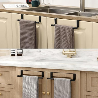 KES Over The Door Towel Rack, Over Cabinet Towel Bar Kitchen Bathroom Towel Holder Storage Dish Towel Holder, Over Cabinet Cupboard Door Towel Bar, Matte Black 2 Pack, KTH500S26-BK-P2
