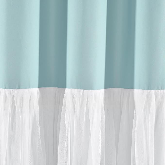 Lush Decor Tulle Skirt Colorblock Shower Curtain Single 72" W x 72" L Light Gray & White - Fabric Shower Curtains for Bathroom - Cute Bathroom Curtain