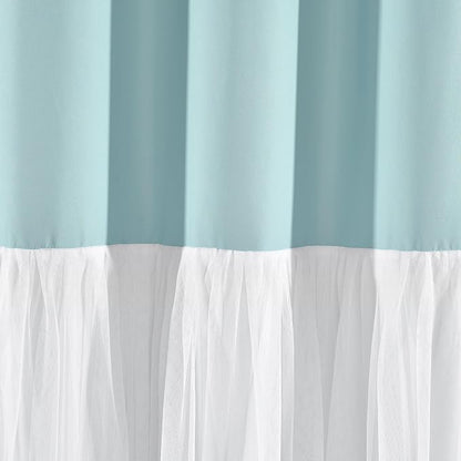 Lush Decor Tulle Skirt Colorblock Shower Curtain Single 72" W x 72" L Light Gray & White - Fabric Shower Curtains for Bathroom - Cute Bathroom Curtain