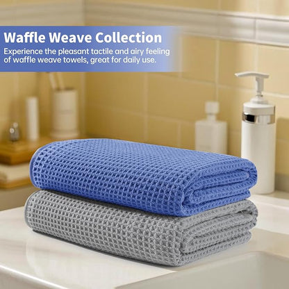 MICROFI New Microfiber Waffle Bath Towels, 2 Pieces, Soft, Absorbent, Fast Drying, Lint Free 430 GSM (30''x60''/76cm x 152cm)