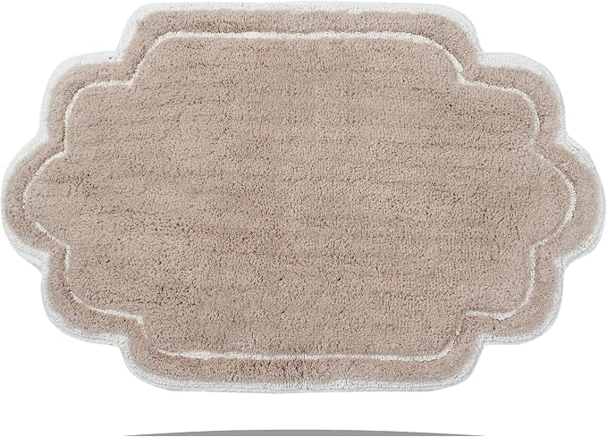 Home Weavers Allure Collection 100% Cotton Tufted Bathroom Rug, Soft and Absorbent Bath Rugs, Non-Slip Bath Carpet, Machine Wash Dry Bath Mats for Bathroom Floor, 21"x34" Bath Rug, Linen