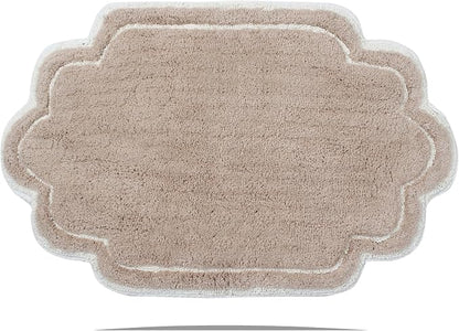 Home Weavers Allure Collection 100% Cotton Tufted Bathroom Rug, Soft and Absorbent Bath Rugs, Non-Slip Bath Carpet, Machine Wash Dry Bath Mats for Bathroom Floor, 21"x34" Bath Rug, Linen