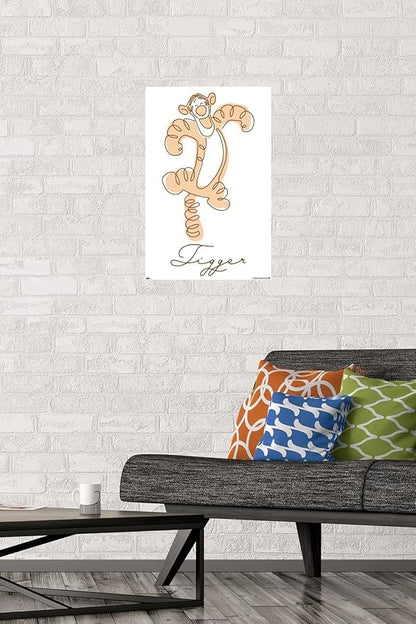 Trends International Disney Simple Moments Line Art - Tigger Wall Poster, 22.4L x 14.7W, Premium Unframed Version