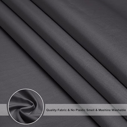 EurCross Dark Gray Fabric Longer Shower Curtain Liner 72 x 84 inch Length,Water Repellent Durable Solid Grey Extra Long Shower Curtains for Bathroom with Hooks