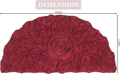 Home Weavers Bell Flower Collection 100% Cotton Tufted Bath Rugs, Extra Soft and Absorbent Bath Rugs, Non-Slip Bath Mats, Machine Washable, Bath Mats for Bathroom Floor and Tub, 17"x30" Slice Rug, Red