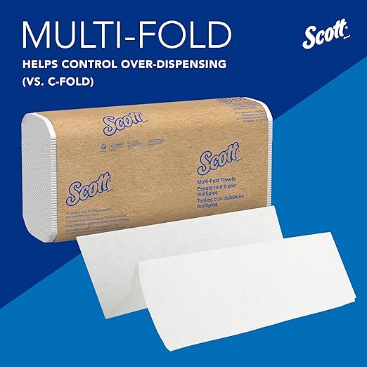 Scott Professional Universal Multifold Paper Towels, Bulk (03650), Absorbency Pockets, White, 9.2"x9.4" Towel, Compressed, Compact Case (250 Sheets/Pack, 12 Packs/Case, 3,000 Sheet Total)