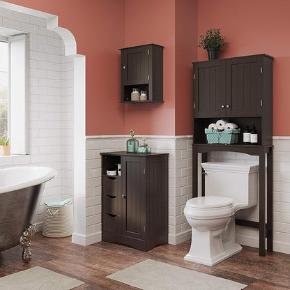 RiverRidge Ashland Bathroom Cabinet Espresso Single Door Compact Wall Mount Storage Medicine Cabinet for Bathroom