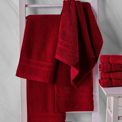 Hawmam Linen Red Hand Towels 4 Pack Turkish Cotton Premium Quality Soft and Absorbent Small Towels for Bathroom