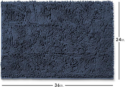 Hearth & Harbor Bathroom Rugs, Chenille Bath Mat - Machine Washable Bath Mats for Bathroom Non-Slip Backing Rubber, Quick Dry Bathroom Mat - Navy Blue 24x36