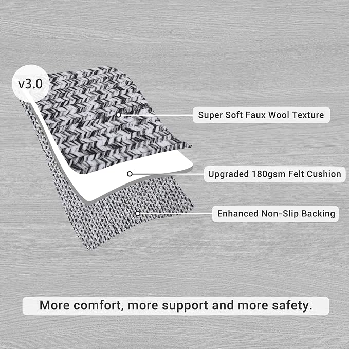 Washable Runner 2x6 for Hallways - Print Braided Non-Slip Bath Mat, Modern Soft Bedroom Rug, Farmhouse Throw, Kitchen, Entryway Stain Resistant Carpet - 2'x6' Light Grey