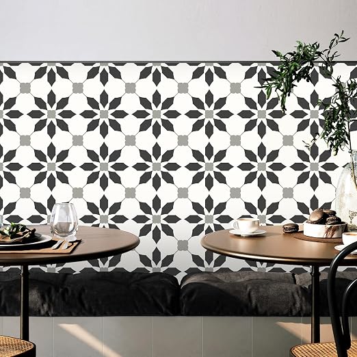 MORCART 40PCS 7.87" x 7.87" Peel and Stick Floor Tile, Black | Self-Adhesive DIY Vinyl Flooring, Removable and Waterproof Tile Sticker for Bathroom, Kitchen, Wall, Bedroom, Stairs
