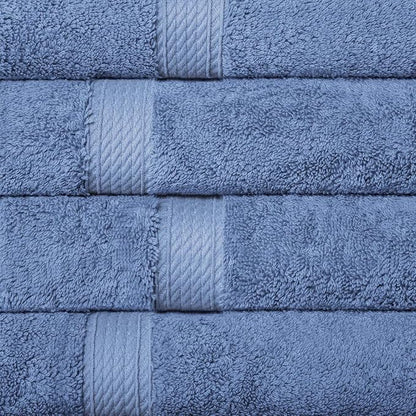 SUPERIOR Egyptian Cotton Plush & Absorbent, Hand Towel Set of 4, Denim Blue | Quick Dry, Soft Luxury Towel Set, Bath Essentials for Bathroom, Guest Bath, Spa, 4 Piece Set, Madeline Towels