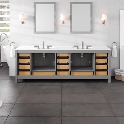 Eviva Aberdeen 96 in. Gray Double Sink Bath Vanity with Carrara Quartz Top and Undermount Porcelain Sinks