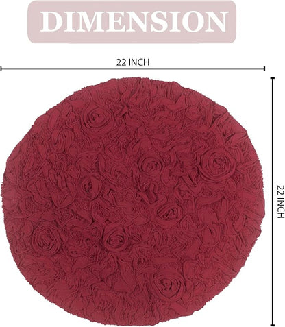Home Weavers Bell Flower Collection 100% Cotton Tufted Bath Rugs, Extra Soft and Absorbent Bath Rugs, Non-Slip Bath Mats, Machine Washable, Bath Mats for Bathroom Floor and Tub, 22" Round, Red