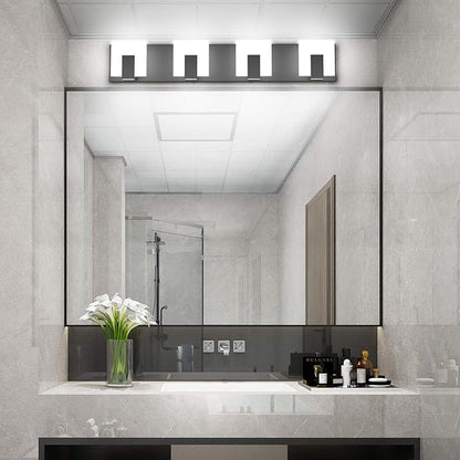 Aipsun 4 Lights Modern Black Vanity Light Up and Down Black Bathroom Lighting Fixtures LED Bathroom Wall Light Over Mirror 6000K