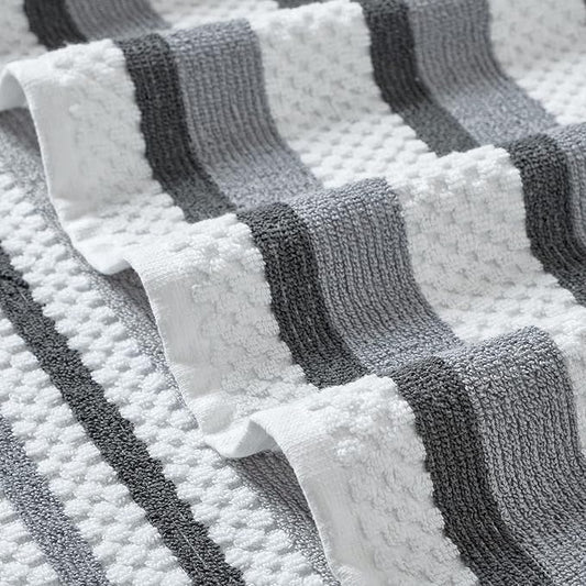 Modern Threads Pax 6-Piece Reversible Yarn Dyed Jacquard Towel Set - Bath Towels, Hand Towels, & Washcloths - Super Absorbent & Quick Dry - 100% Combed Cotton, Coal