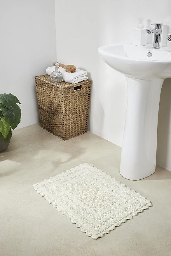 Better Trends Lilly Crochet Collection 100% Cotton 2 Piece Set (17" x 24" | 24" x 40") Bath Rug Set in Ivory