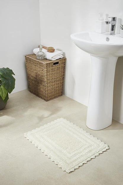 Better Trends Lilly Crochet Collection 100% Cotton 2 Piece Set (17" x 24" | 24" x 40") Bath Rug Set in Ivory