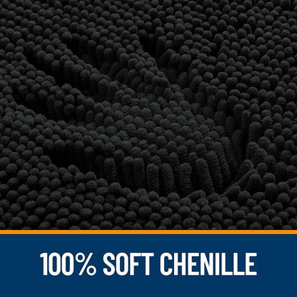 OLANLY Bathroom Rugs 36x24, Extra Soft Absorbent Chenille Bath Rugs | Black, Quick-Drying Rubber Backing, Machine Washable Bath Mat for Bathroom Floor, Tub and Shower, Home Decor Accessories