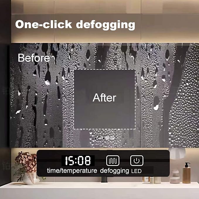 72" Bathroom Vanity with Sink, Modern Floating Bathroom Vanity, with Smart LED Defog Mirror, Plywood Storage Mirror Cabinet Soft Closing, Display Time, Fully Pre-Assembled, with Dressing Table