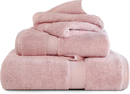 SUPERIOR Egyptian Cotton Ultra Plush & Absorbent, 3 Piece Set, Tea Rose | Quick Dry, Soft Luxury Towel Set, Bath Essentials, Guest Bath, Spa, 1 Bath, 1 Hand, 1 Face Towels, Madeline Towels