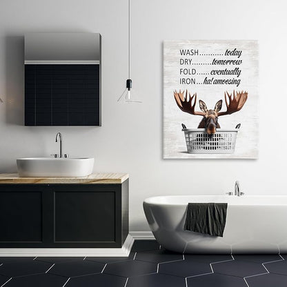 Stupell Industries Sassy Moose Laundry Humor, 36 x 48 Inch Canvas Wall Art | Stupell Industries · By Lettered and Lined · Ready to hang · Fun farmhouse charm for bathroom or laundry room · Made in USA