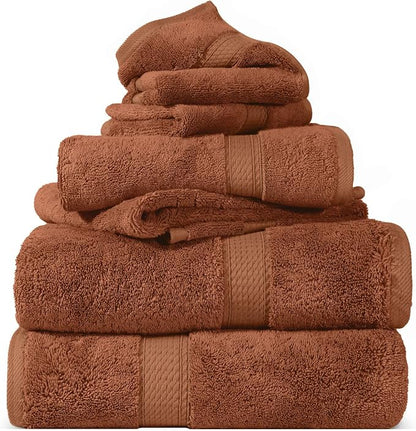 SUPERIOR Egyptian Cotton Ultra Plush & Absorbent, 6 Piece Set, Rust | Quick Dry, Soft Luxury Towel Set, Bath Essentials, Guest Bath, Spa, 2 Bath, 2 Hand, 2 Face Towels, Madeline Towels