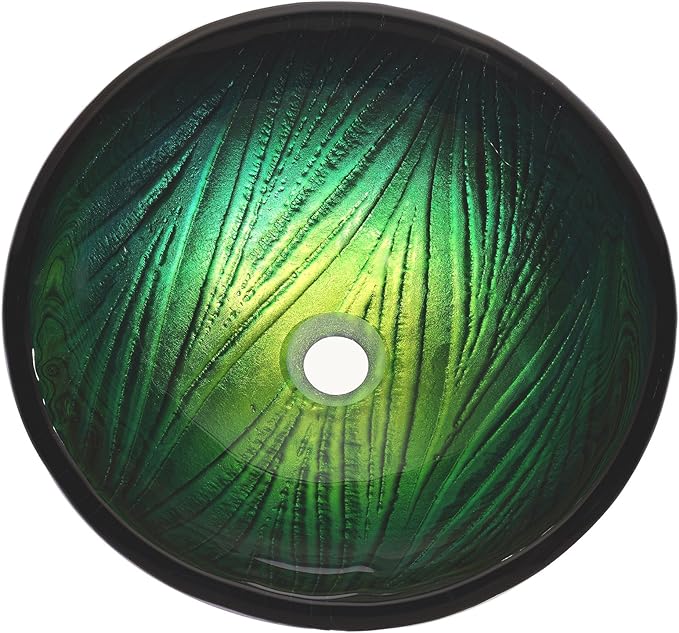 KRAUS Nei Glass Vessel Sink in Green with Ramus Faucet in Chrome