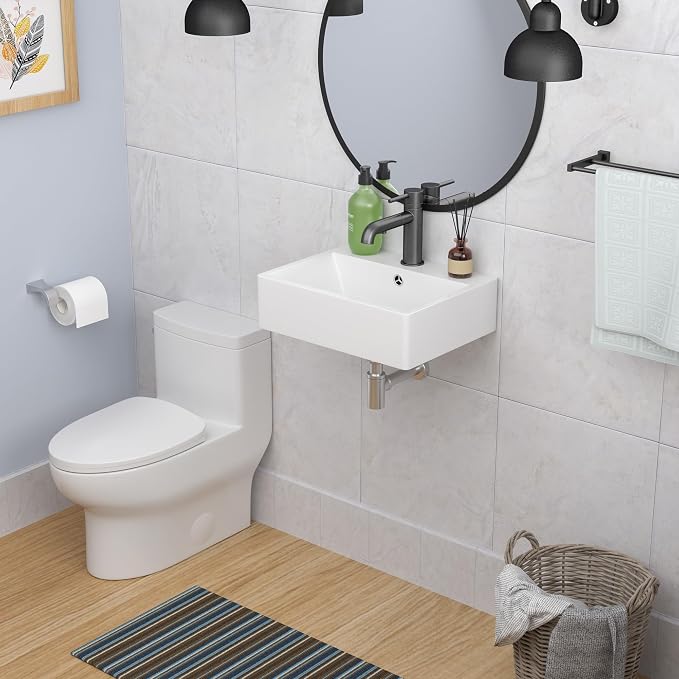 Wall Mount Bathroom Sink 21x16 Inch Rectangle Bathroom Sink | Floating Vessel Sink Rectangle Bathroom Sink Above Counter White Ceramic Basin White Rectangle Porcelain Vessel Sink