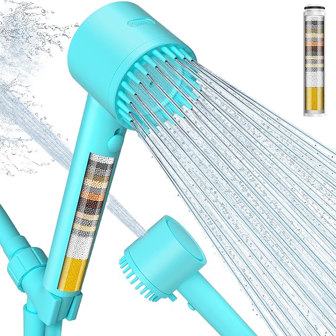Filtered Shower Head with Handheld, Showerhead with Filters Emerald green | Cobbe Filtered Shower Head with Handheld Built-in Power Wash - Remove Chlorine - Reduces Dry Itchy Skin, Emerald green