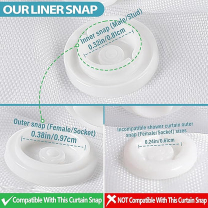 Conbo Mio 1 Pack Hotel Fabric Snap in Shower Curtain Liner Replacement Removable Water Repellent Liner for Bathroom Shower Curtain Liner 70W X 54H